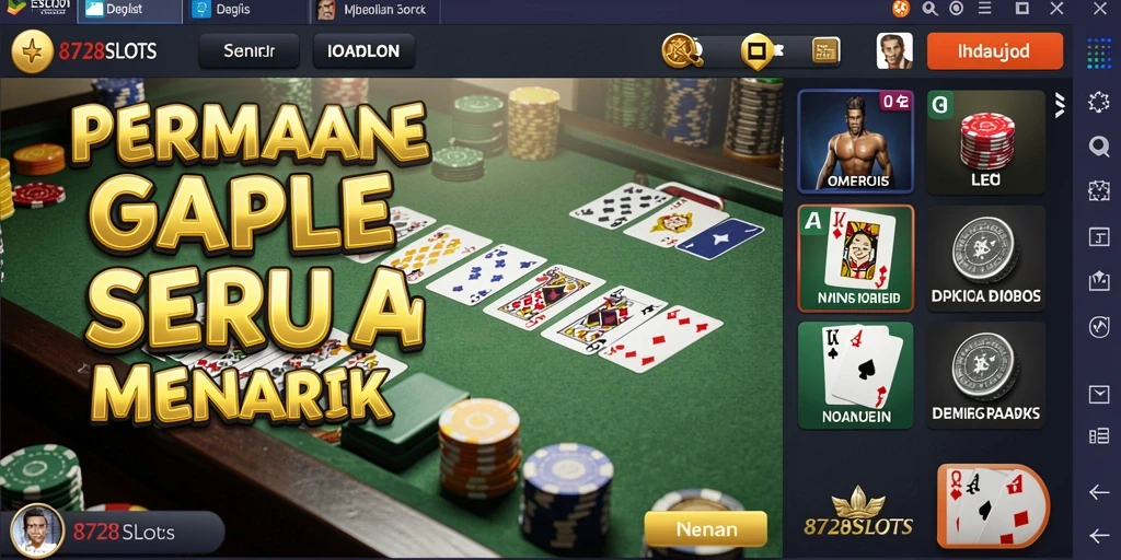 Tampilan seru gameplay Gaple di 8728SLOTS.