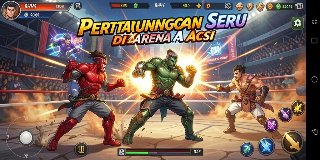 Screenshot gameplay 8HHH dengan aksi bertarung yang seru.