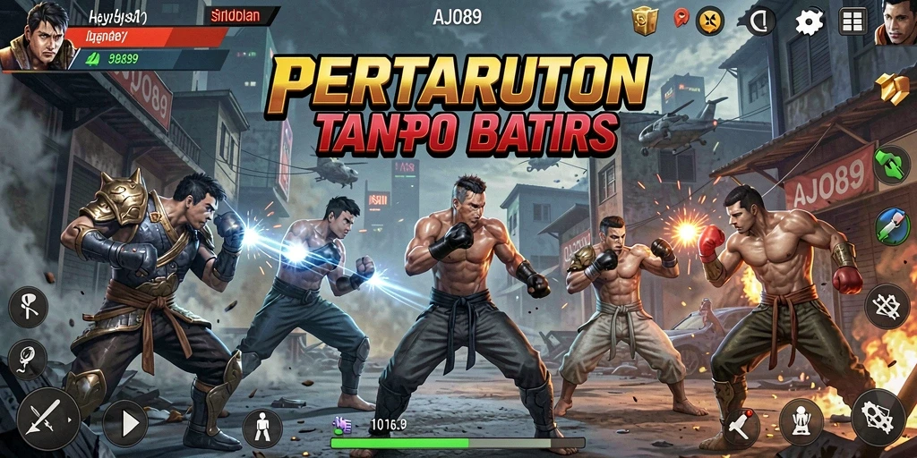 Screenshot AJO89 menampilkan aksi pertarungan yang mendebarkan dan karakter yang kuat.