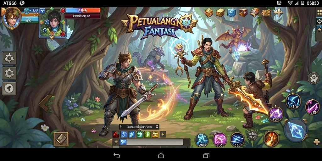 Screenshot utama AT866 menunjukkan aksi pertarungan yang menegangkan dalam dunia RPG.