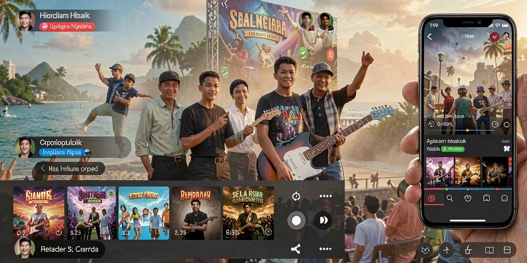 Tampilan gameplay aplikasi C7890 yang menampilkan berbagai fitur musik.