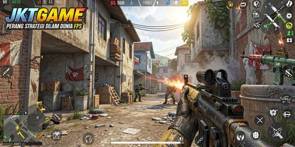 Gameplay seru JKTGAME dengan pertempuran intens FPS.