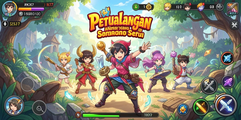 Tampilan gameplay RK77 dengan karakter Anime yang dinamis dan menarik.