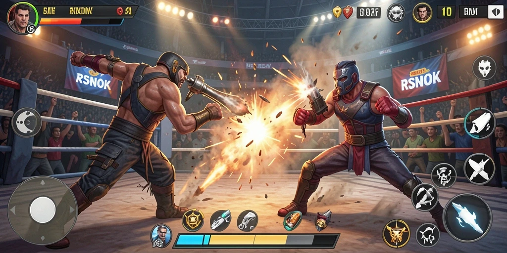 Tampilan gameplay <strong>RSNOK</strong> yang menegangkan di arena pertarungan.